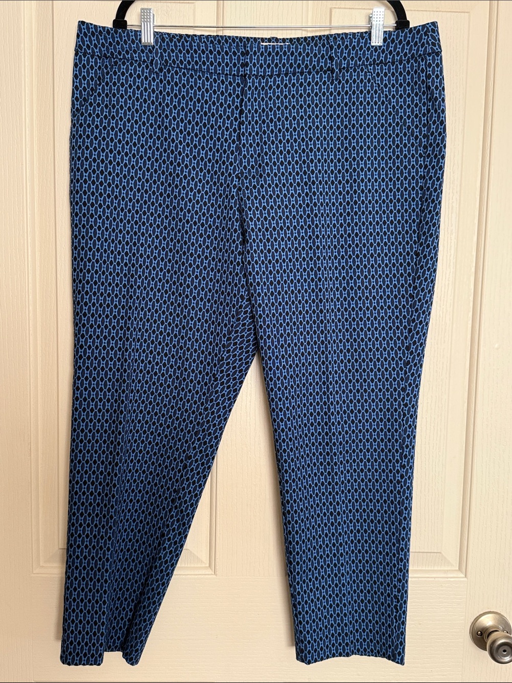 Women’s Blue and Black Geometric Patterned Trousers